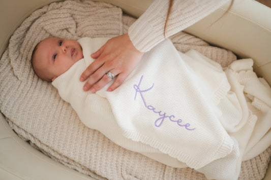 Scallop Edge Knit Baby Blanket - Cloud