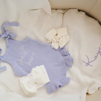 Ribbed Knit Bow Headband - Cloud