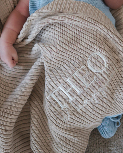 Ribbed Knit Blanket - Oat