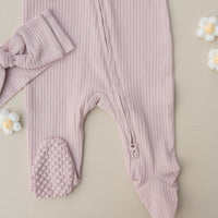 Organic Cotton Ribbed Sleeper - Dusty Petal