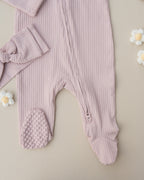 Organic Cotton Ribbed Sleeper - Petal Pink