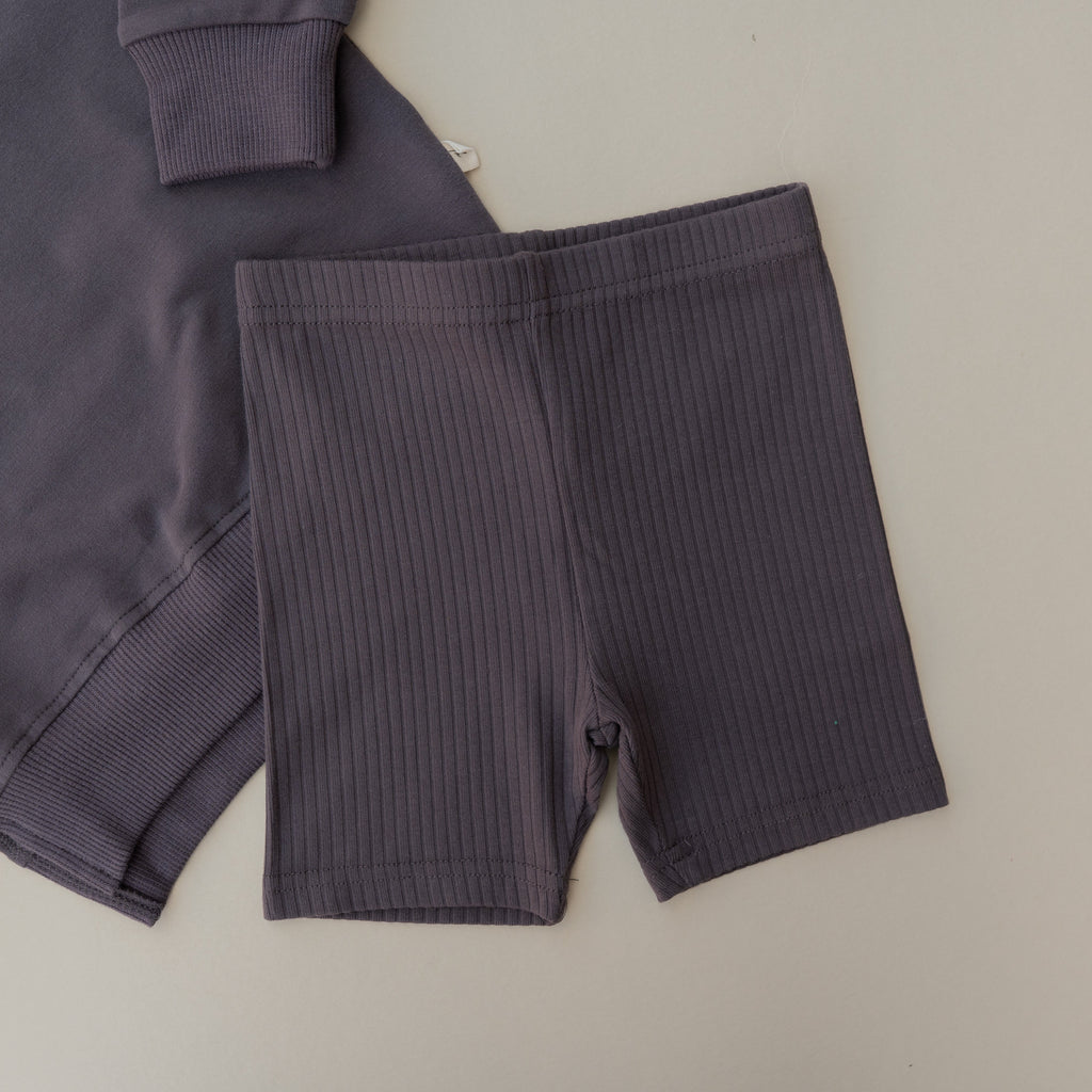 Ribbed Biker Shorts - Charcoal