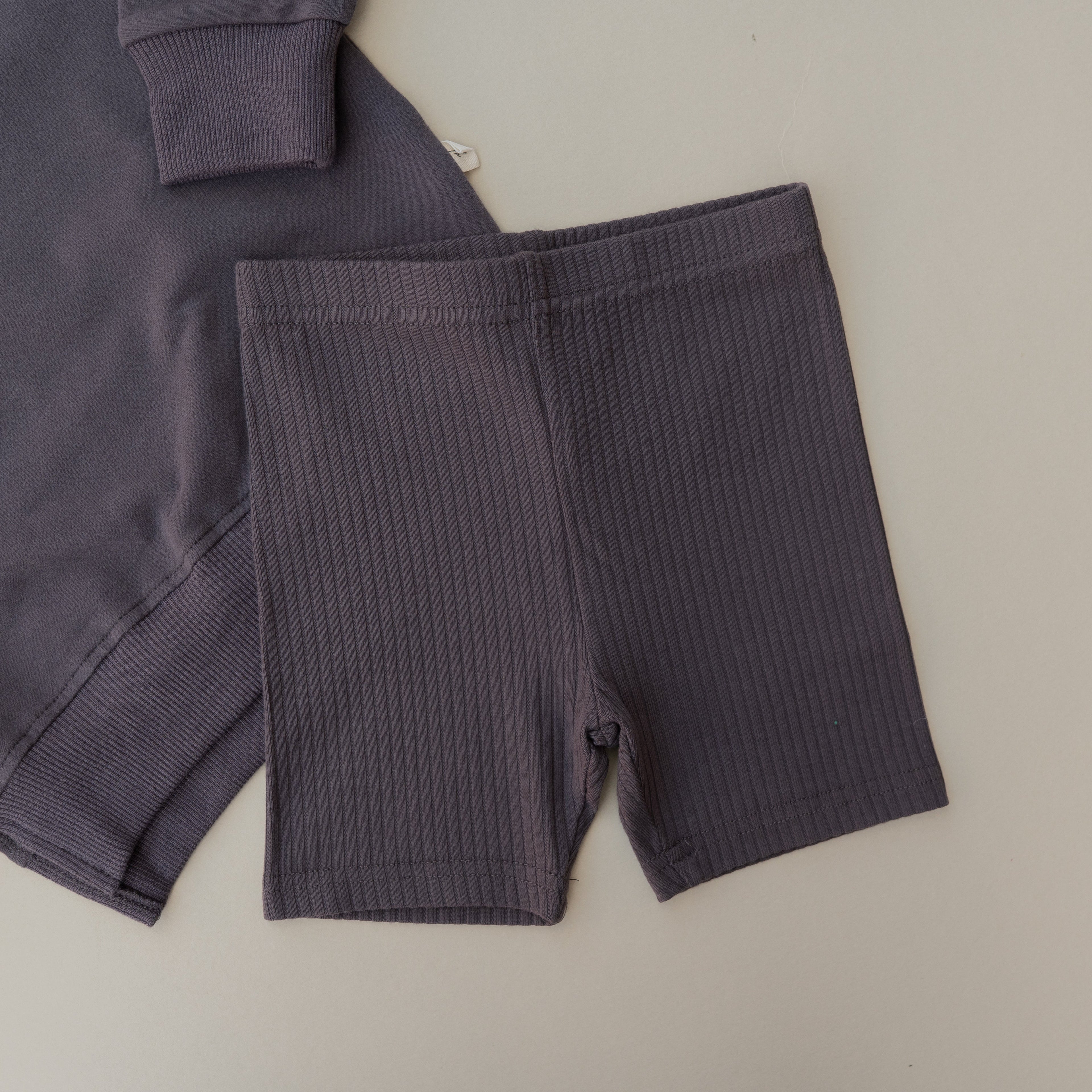 Ribbed Biker Shorts - Charcoal