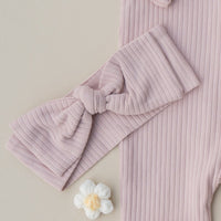 Organic Cotton Ribbed Knotted Bow Headband - Petal Pink