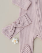 Organic Cotton Ribbed Knotted Bow Headband - Petal Pink