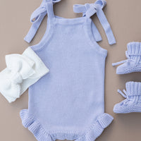 Frill Leg Summer Knit Romper - Lavender