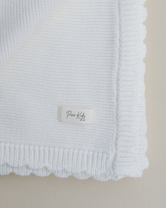Scallop Edge Knit Baby Blanket - Cloud