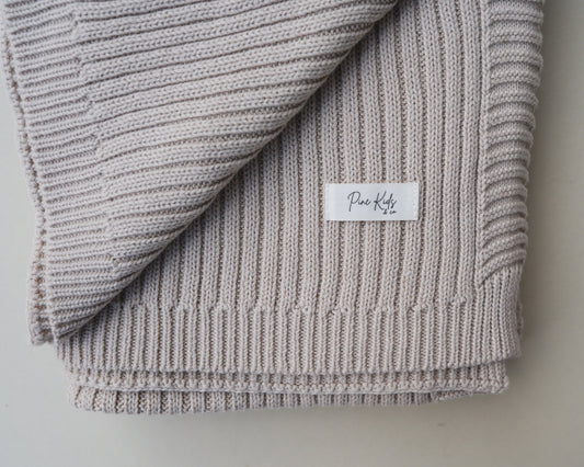 Ribbed Knit Baby Blanket - Oat