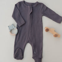 Organic Cotton Ribbed Sleeper - Charcoal