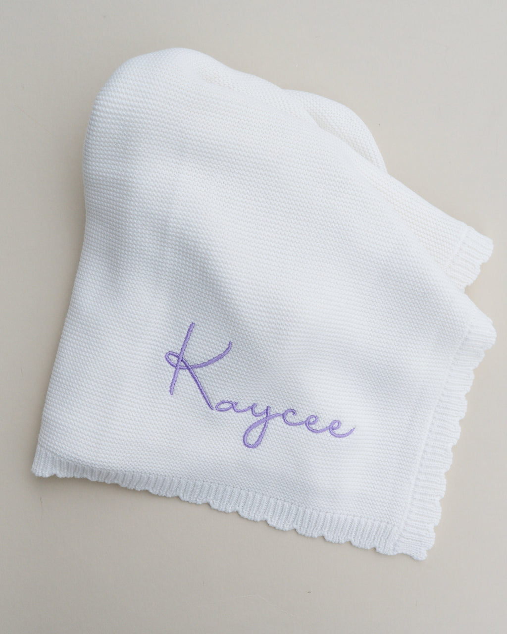 Scallop Edge Knit Blanket - Cloud