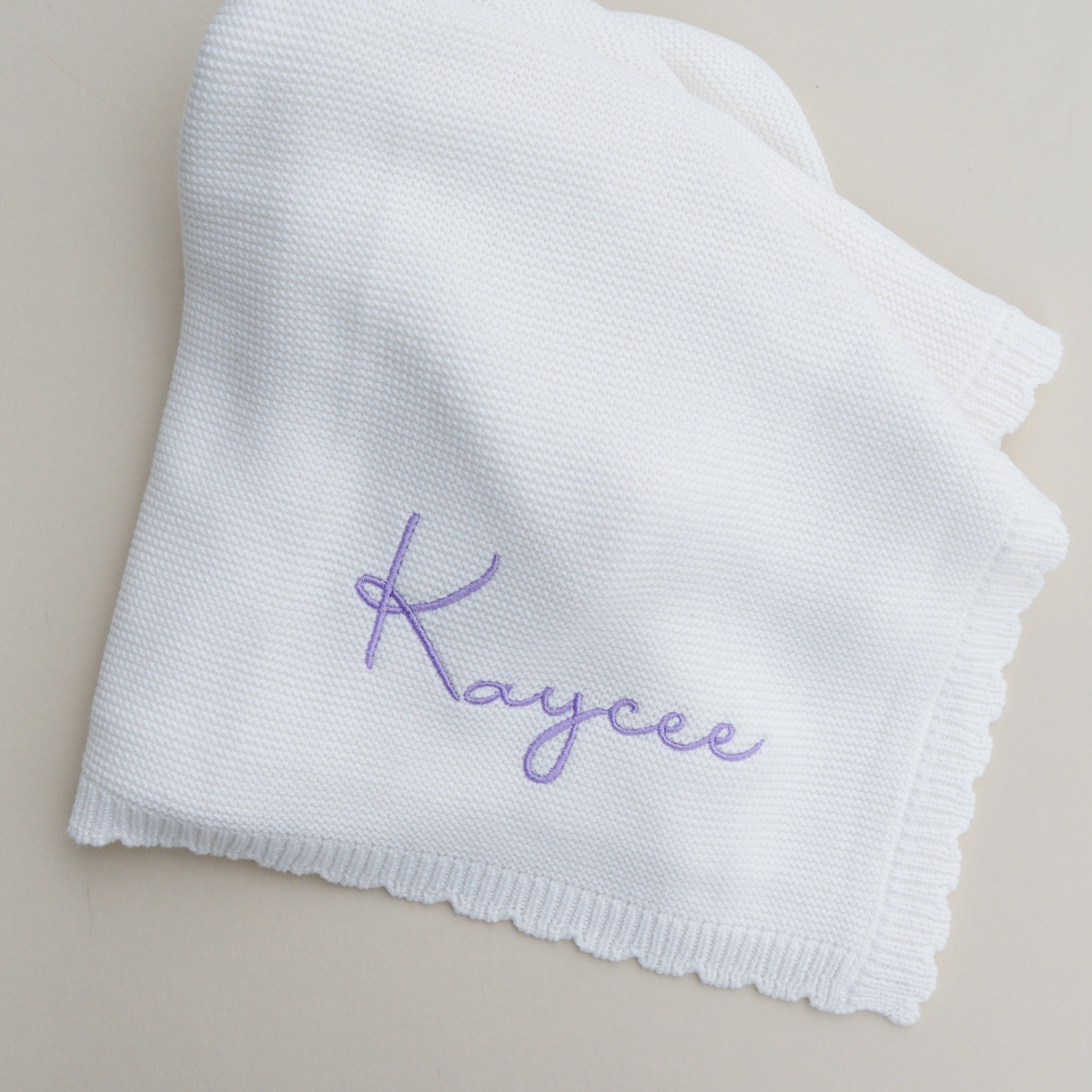 Scallop Edge Knit Baby Blanket - Cloud