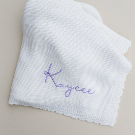 Scallop Edge Knit Baby Blanket - Cloud