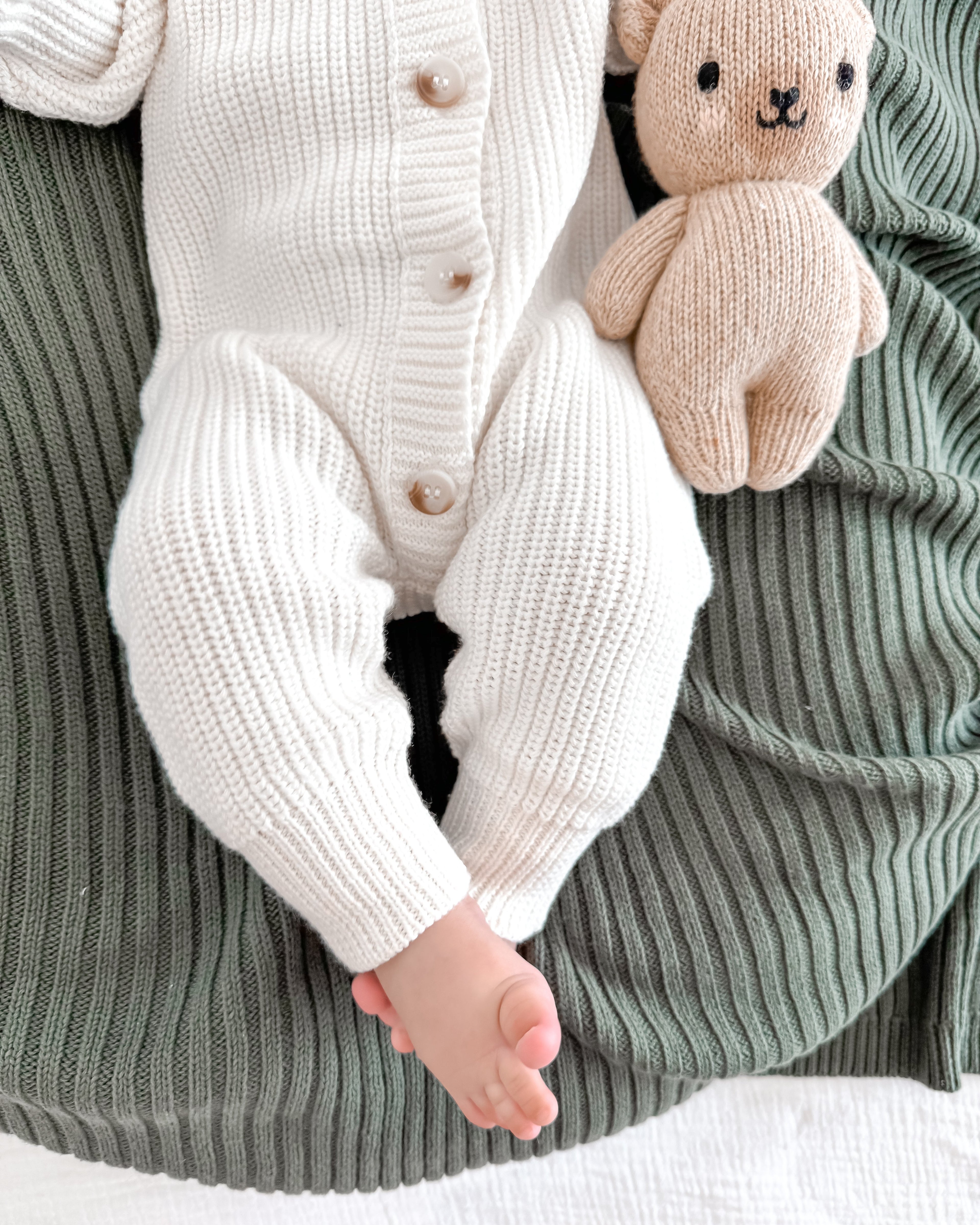 Button Knit Jumpsuit - Cloud