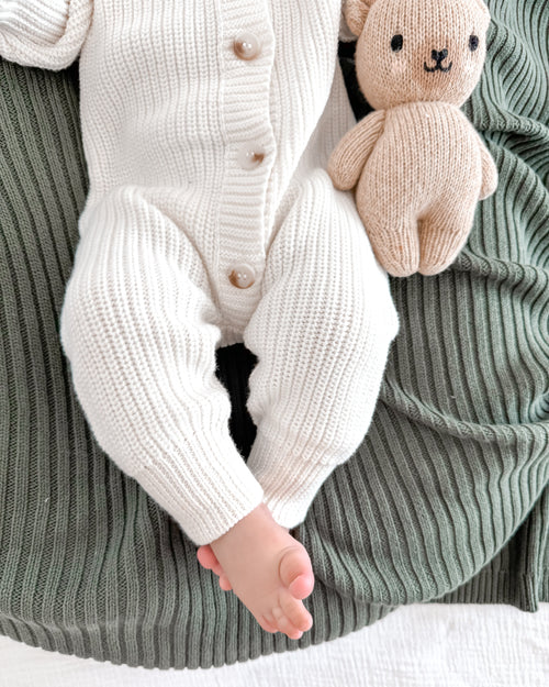 Button Knit Jumpsuit - Cloud