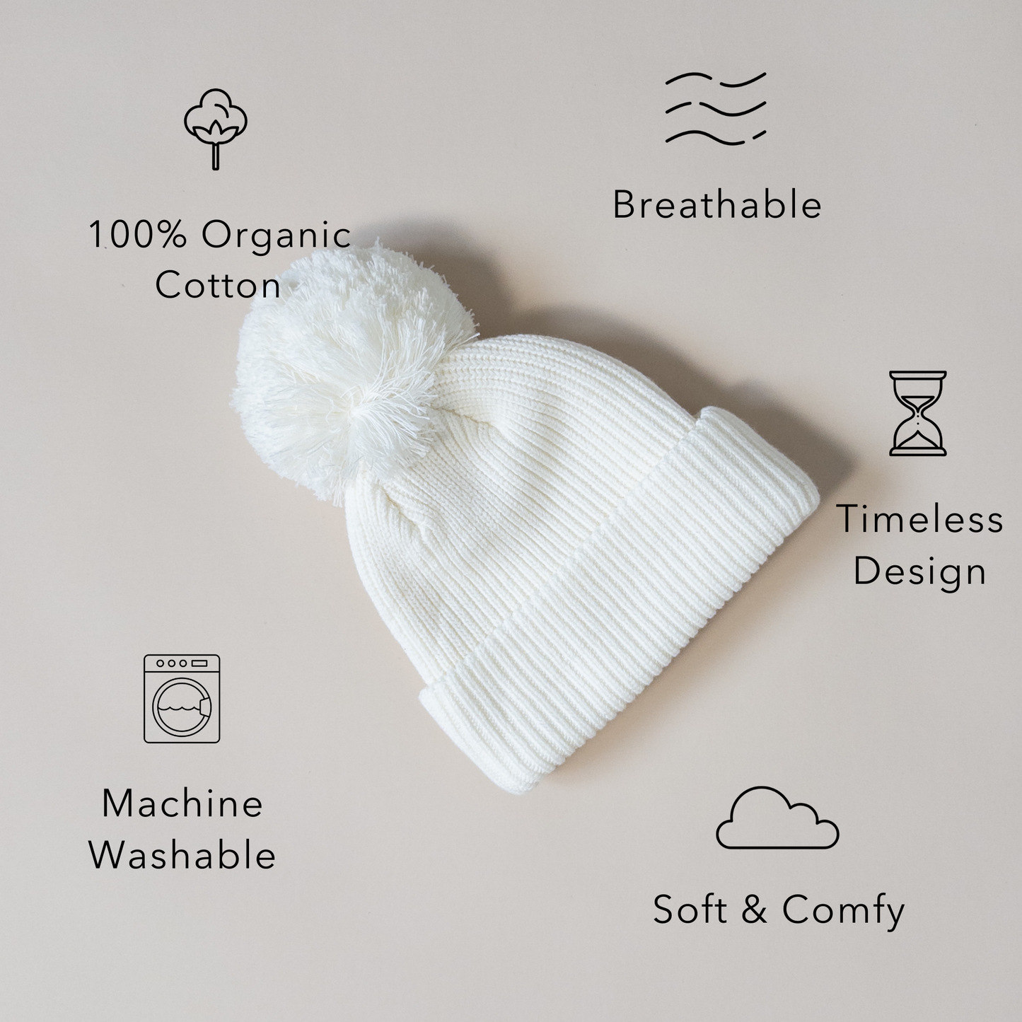 Knit Pom Hat - Cloud