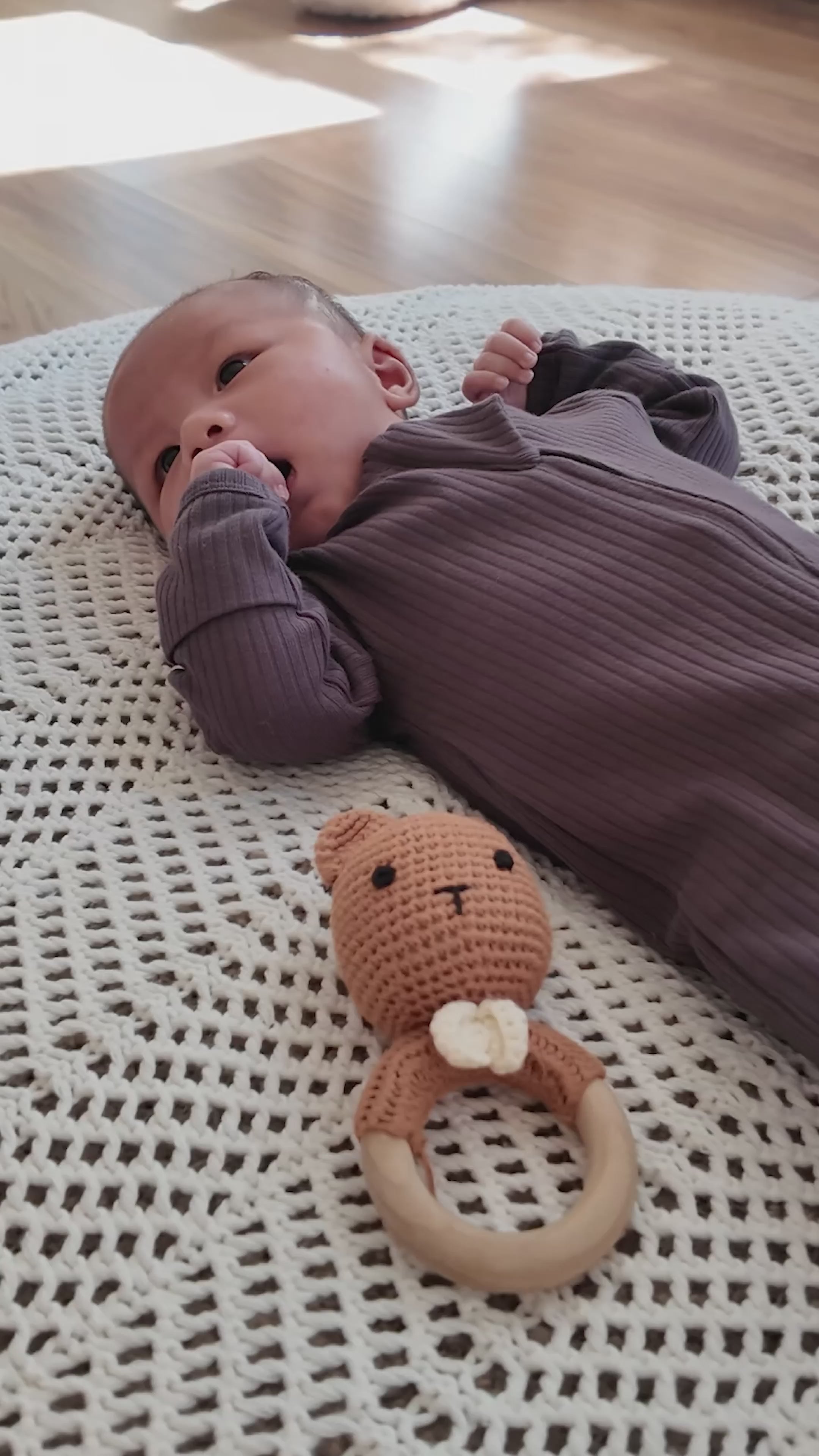 Organic Cotton Ribbed Sleeper - Charcoal